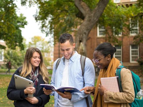 three students outside