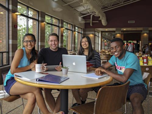 students at a table